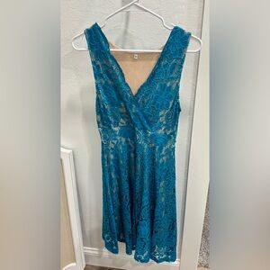 Elegant Teal Lace Dress